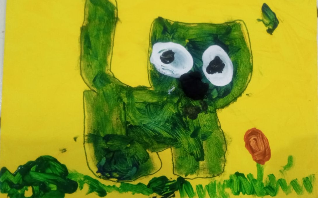 Pedro Ian Martins De Souza - Era uma vez um gato verde. Ficou curioso com as sombras na parede. 